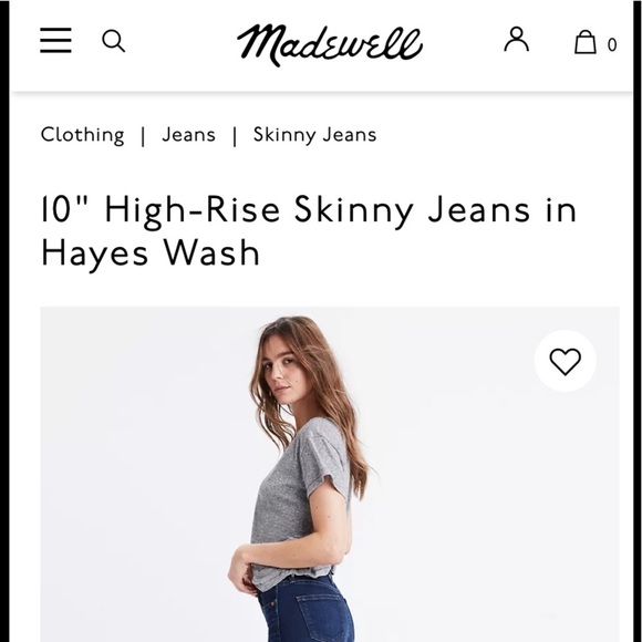 16. Madewell 10” High Rise Skinny Jeans in Hayes Wash - Picture 9 of 16